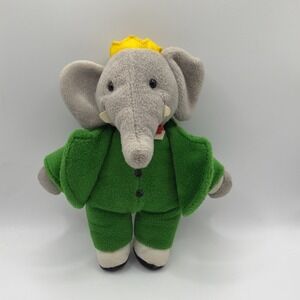 1988 Gund Babar the Elephant Green Tuxedo Stuffed Animal Toy Doll Plush 8"